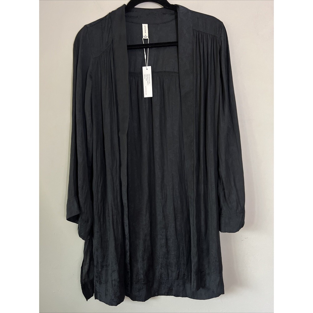 Gentle Fawn Angelica Black Open Cover Up Kimono Topper in Black Size XS